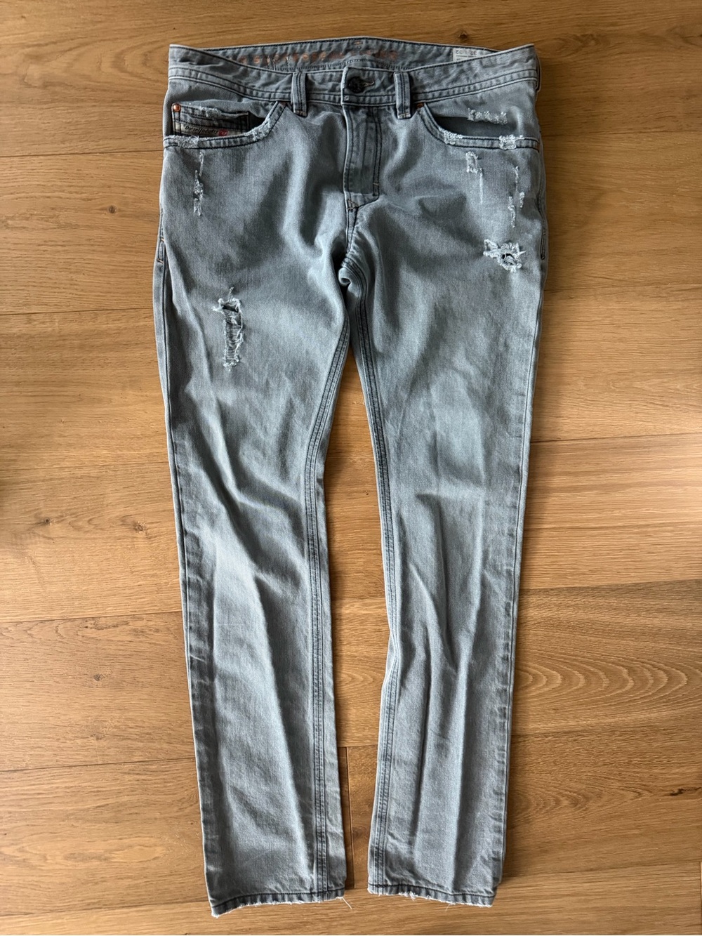 Diesel Thavar Jeans 32x33 Grey Distressed Slim Skinny Fit